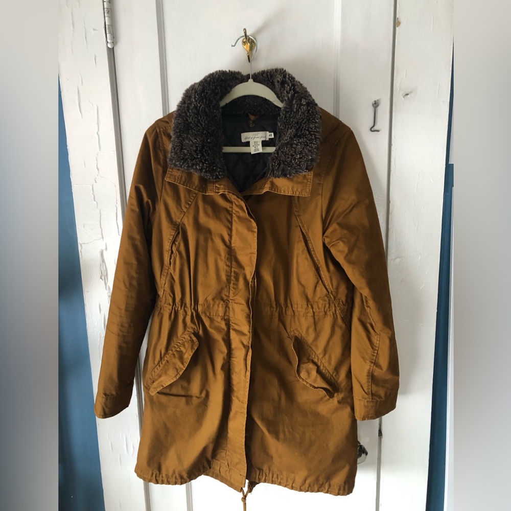 H&M L.O.G.G. Tan/Brown Hood Parka Double Lined Winter Jacket